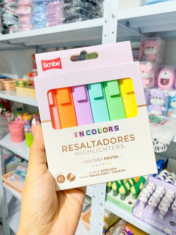 Resaltadores Incolors pasteles x6