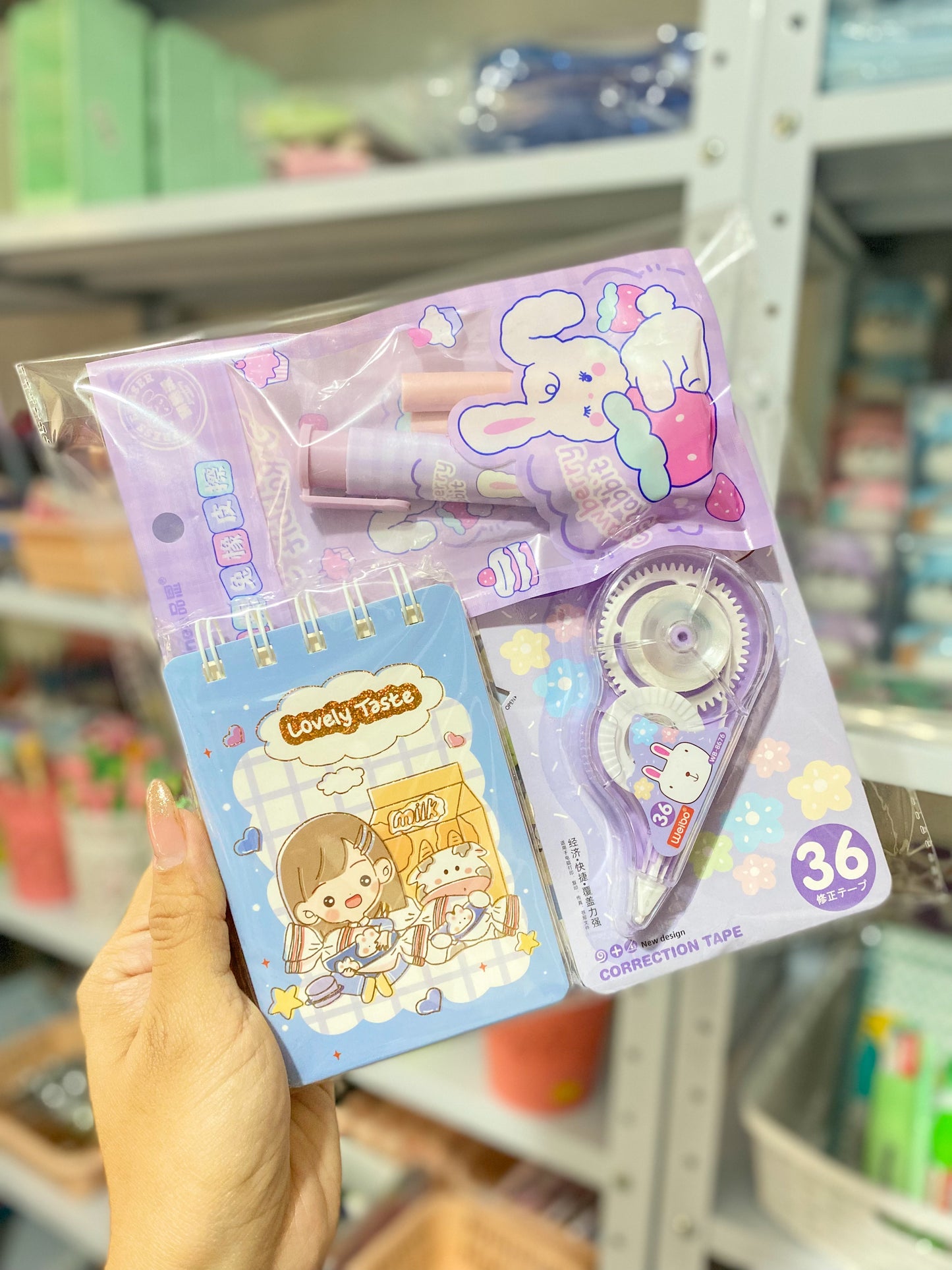 Kit kawaii lila 4 piezas