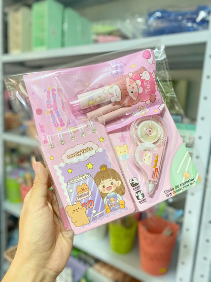 Kit kawaii rosa 4 piezas